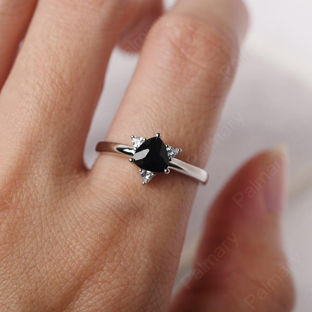 Trillion Cut Black Spinel Wedding Ring - Palmary