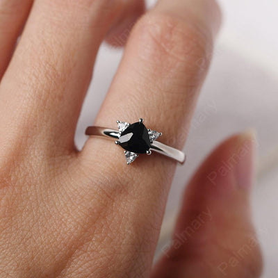 Trillion Cut Black Spinel Wedding Ring - Palmary