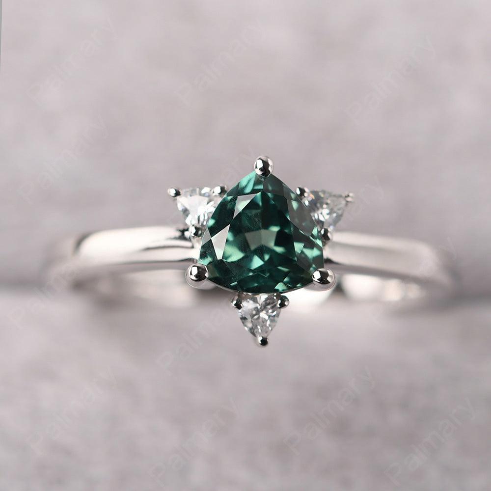 Trillion Cut Green Sapphire Wedding Ring - Palmary