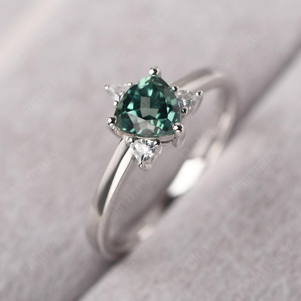 Trillion Cut Green Sapphire Wedding Ring - Palmary