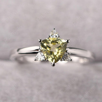 Trillion Cut Lemon Quartz Wedding Ring - Palmary