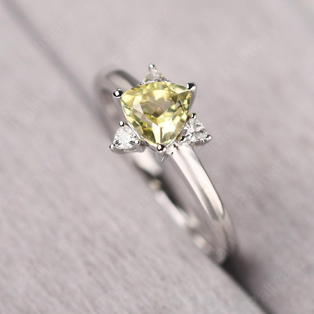 Trillion Cut Lemon Quartz Wedding Ring - Palmary