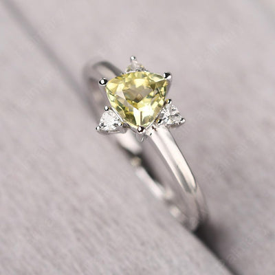 Trillion Cut Lemon Quartz Wedding Ring - Palmary