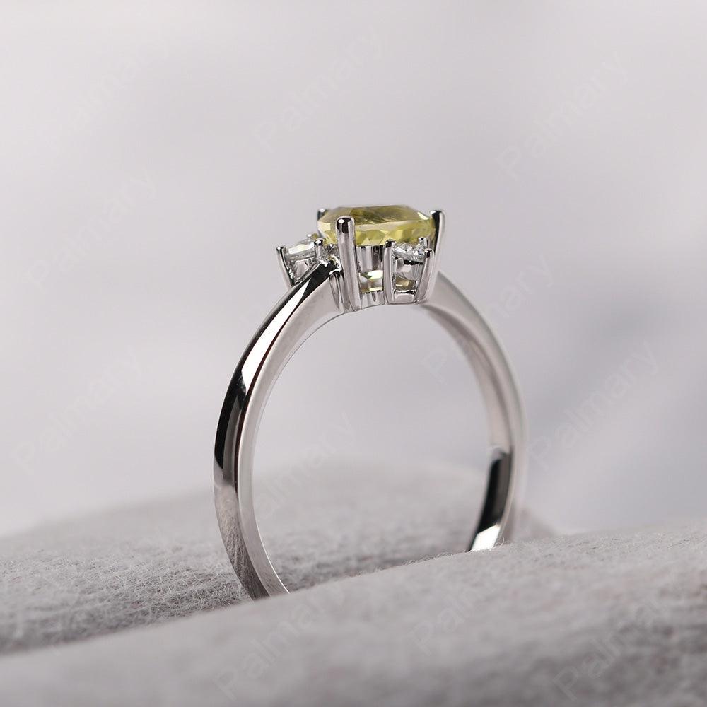Trillion Cut Lemon Quartz Wedding Ring - Palmary