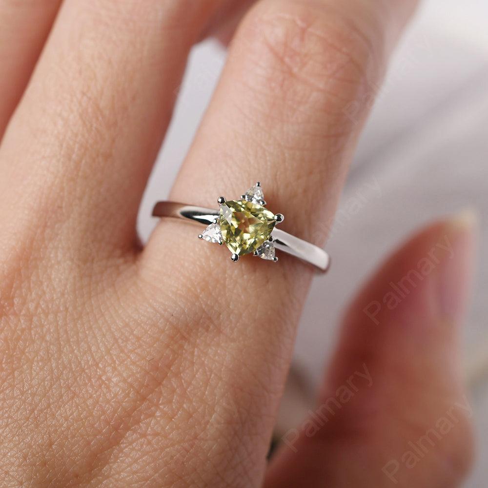 Trillion Cut Lemon Quartz Wedding Ring - Palmary