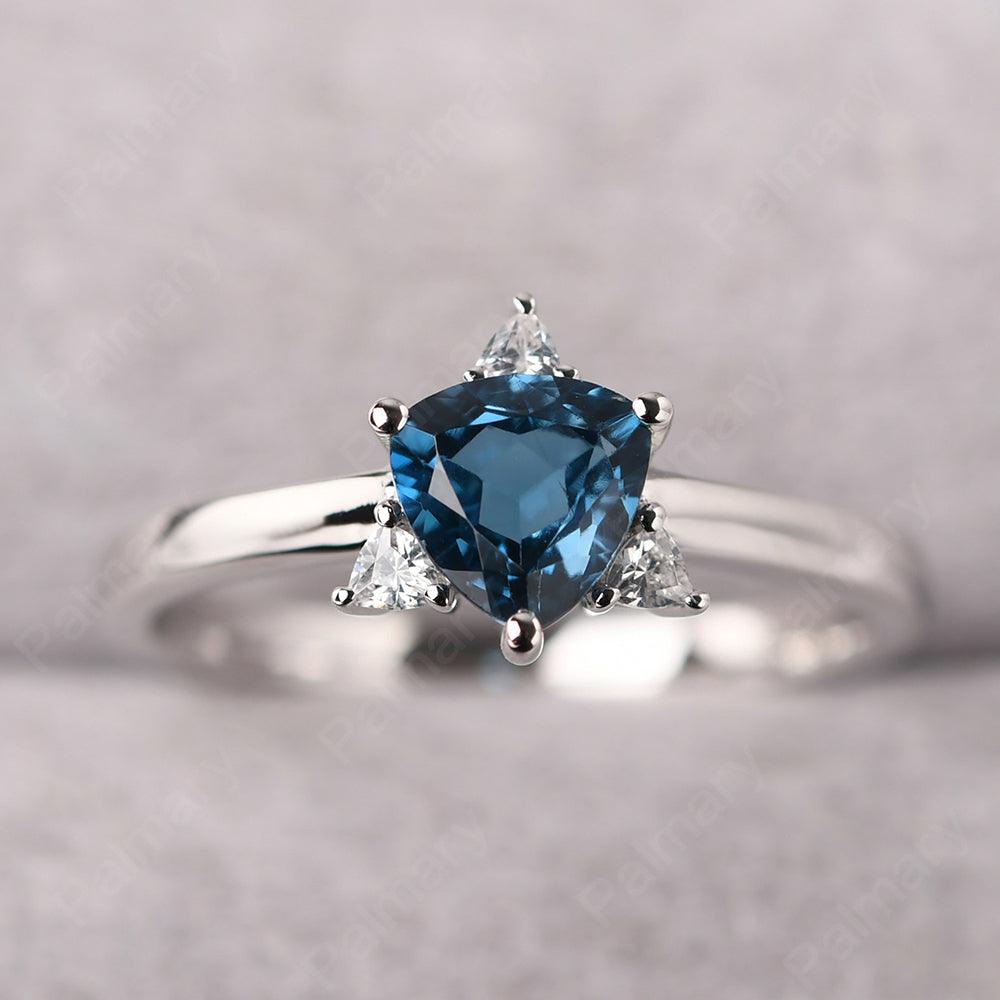 Trillion Cut London Blue Topaz Wedding Ring - Palmary