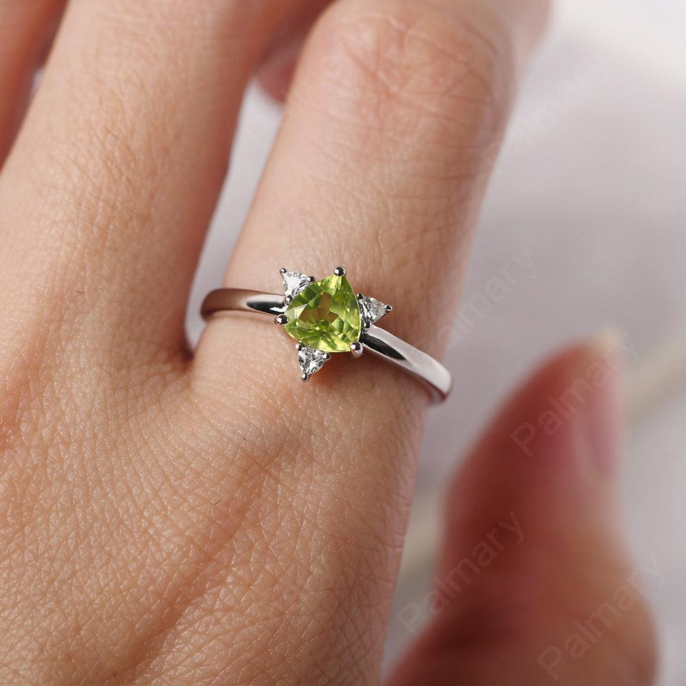 Trillion Cut Peridot Wedding Ring - Palmary