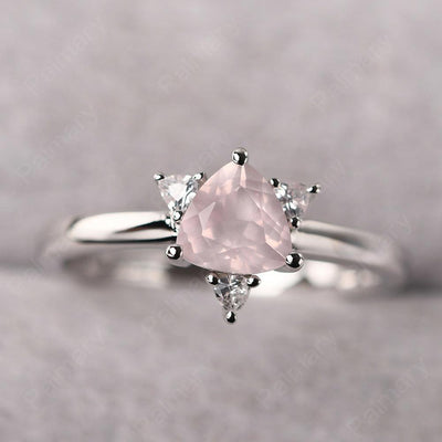 Trillion Cut Rose Quartz Wedding Ring - Palmary