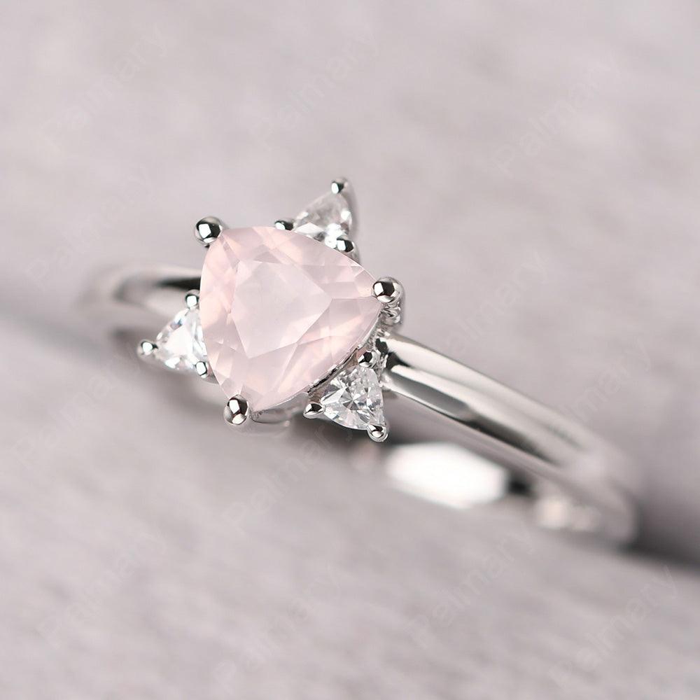 Trillion Cut Rose Quartz Wedding Ring - Palmary