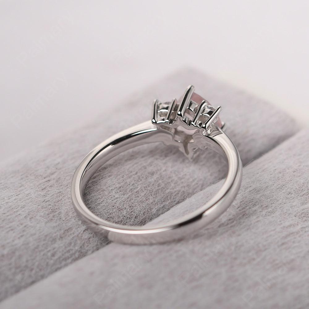 Trillion Cut Rose Quartz Wedding Ring - Palmary