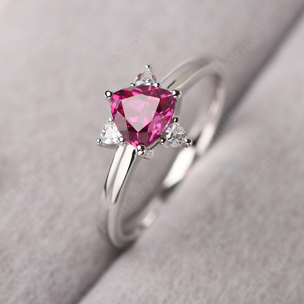 Trillion Cut Ruby Wedding Ring - Palmary