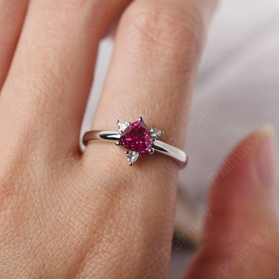 Trillion Cut Ruby Wedding Ring - Palmary