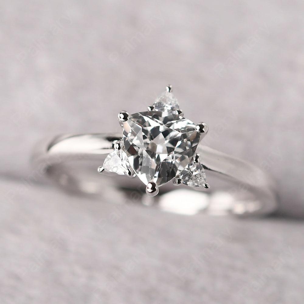 Trillion Cut White Topaz Wedding Ring - Palmary