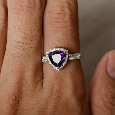 Trillion Cut Amethyst Halo Rings - Palmary