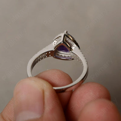 Trillion Cut Amethyst Halo Rings - Palmary