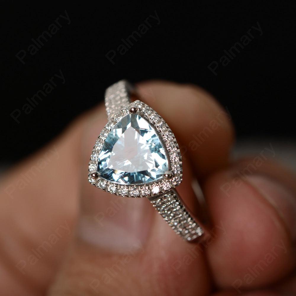 Trillion Cut Aquamarine Halo Rings - Palmary