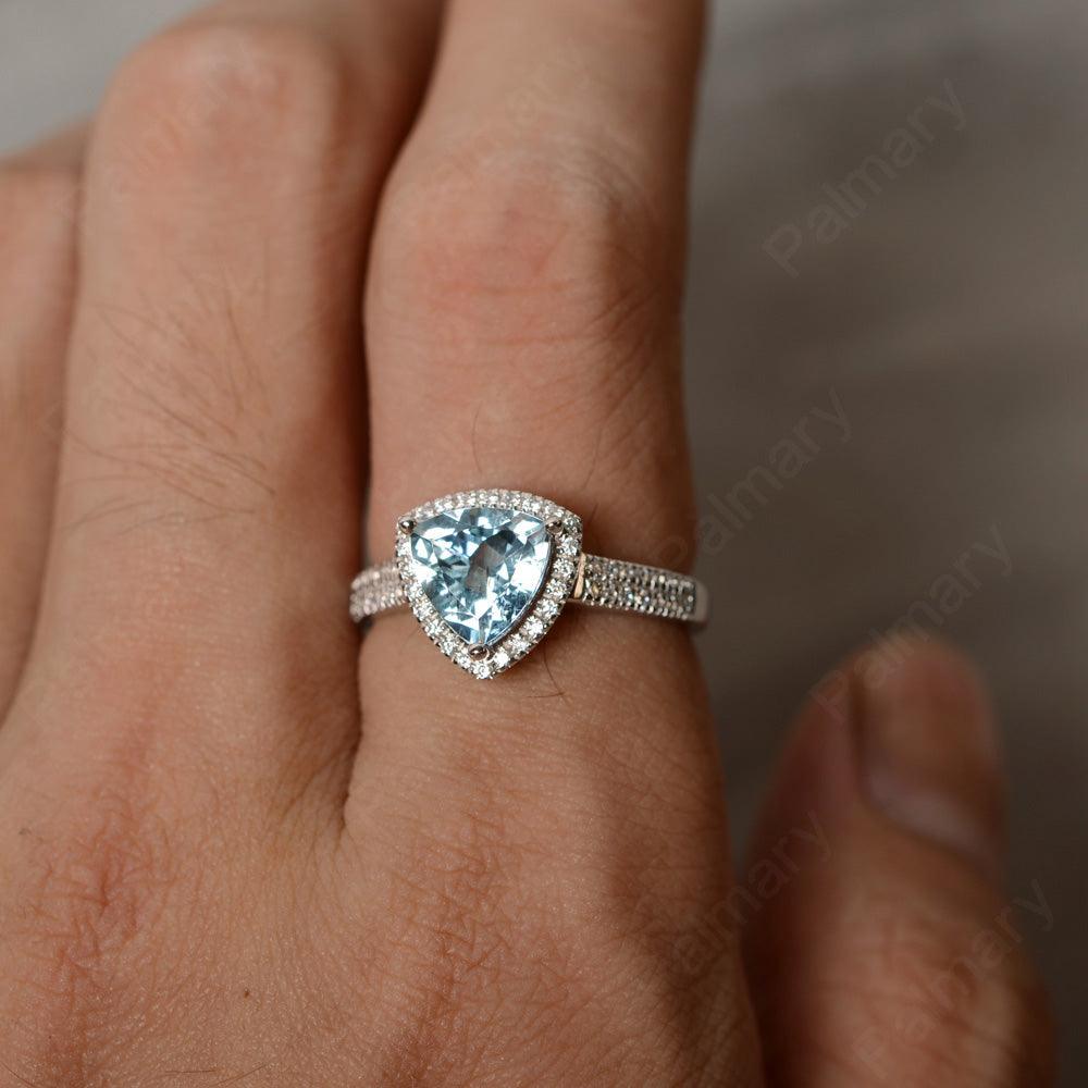 Trillion Cut Aquamarine Halo Rings - Palmary